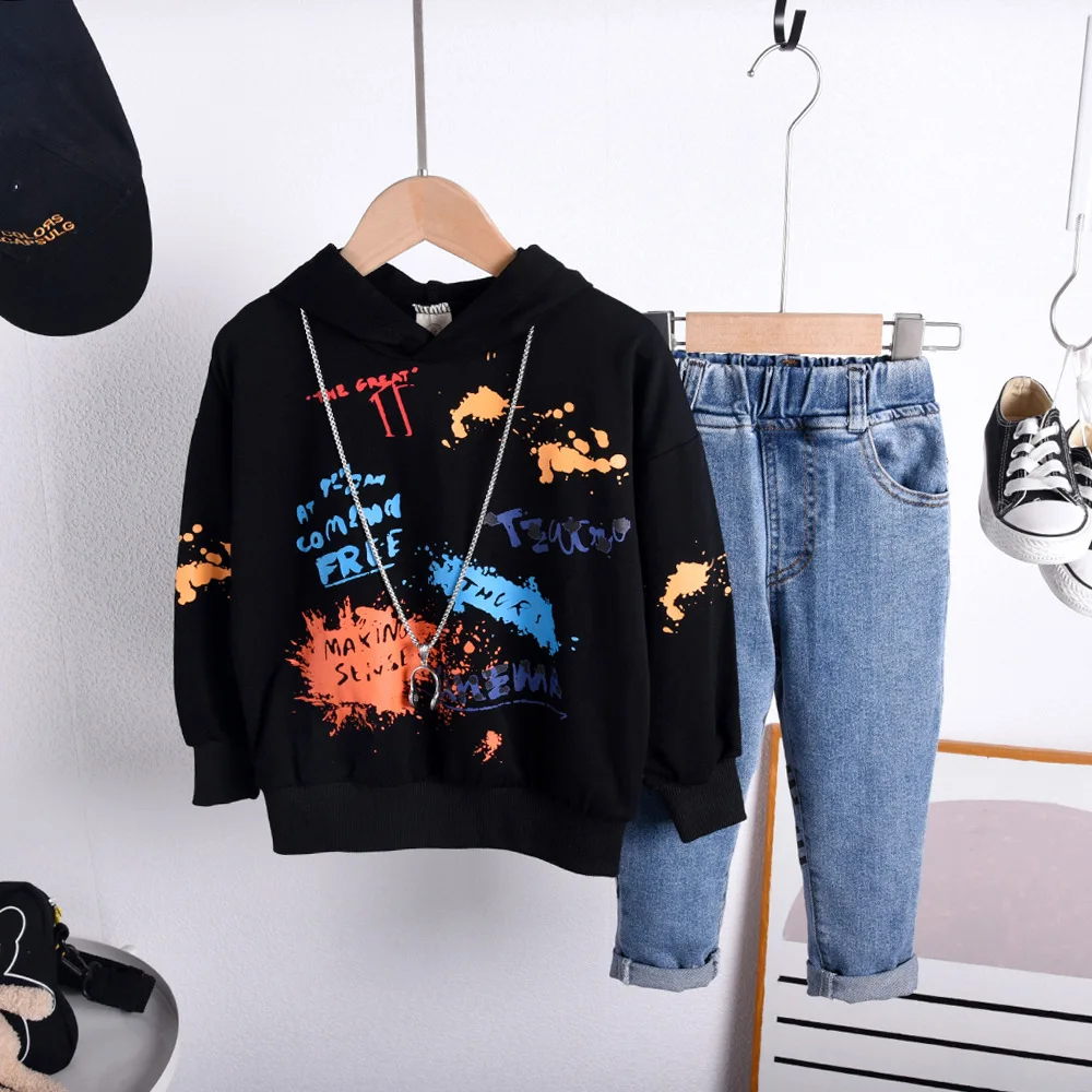 

Baby Boy Clothes Set Fashion Long Sleeved Hooded Hoodies + Pants 2PCS Infant Outfits Kids Suits Children's Tracksuits 2-7Y