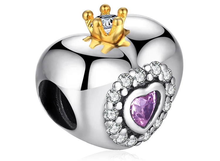 Jewelrypalace стерлингового серебра 925 сердце сцепления блеск розовый жемчужный бисер Шарм Fit Браслеты подарки для Для женщин Юбилей
