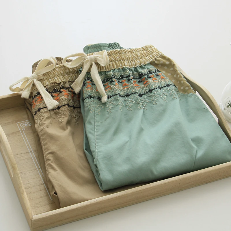 Брюки женские с высокой талией милые элегантные капри в японском стиле девушки