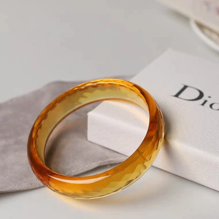 Натуральный желтый цитрин кварцевый браслет с прозрачной огранкой женский 54 мм 55