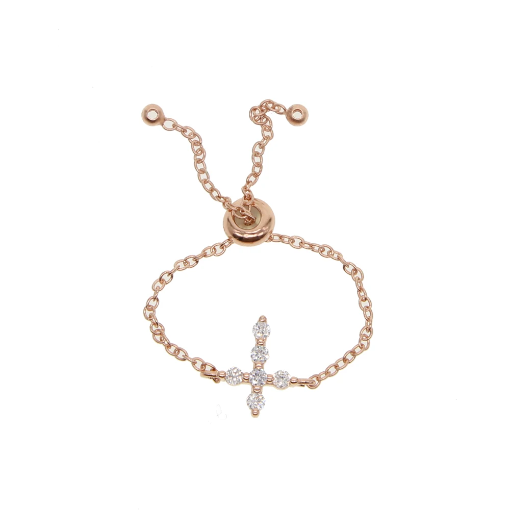 drop shipping 925 stering silver 3color cross CZ adjust delicate chain women girl dainty minimal cz simple cute ring | Украшения и
