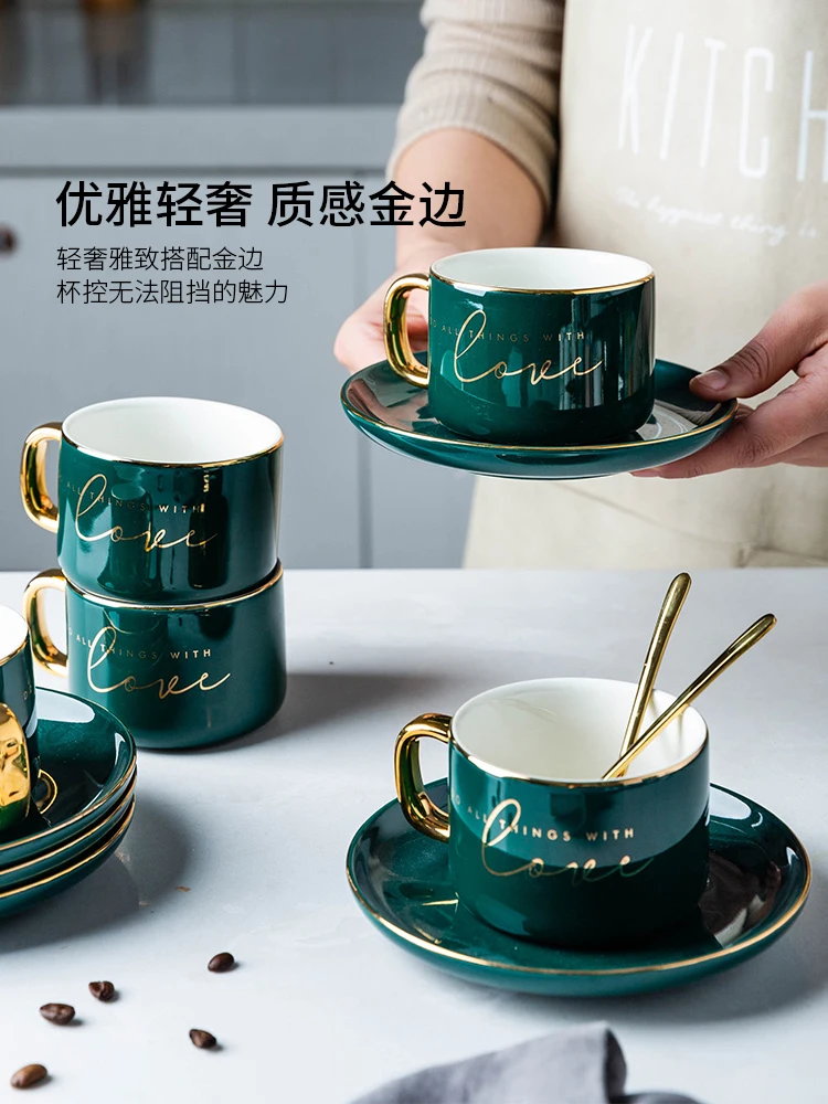 European Ceramic Coffee Cup and Saucer Set Reusable Green Tea Small Vintage Porcelain Canecas Home Drinkware AB50BD | Дом и сад
