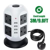 tower power strips surge protector overload protection 8 way leads outlets 4 usb charger ports 3m extension cord for home office