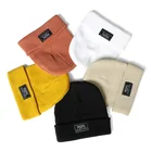 Новые шапочки шапка для мужчин и женщин модные осенне-зимние шапочки с манжетами тканевые этикетки хип-хоп вязанная теплая шапка шапки