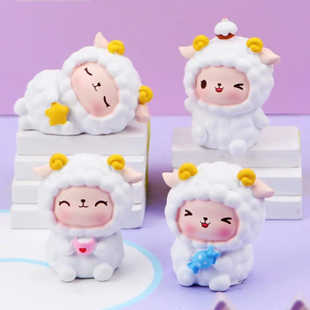 

80%HOTSheep Figurine Decorative Lamb Image Small Size Cute White Sheep Micro Landscape Ornaments for Bonsai