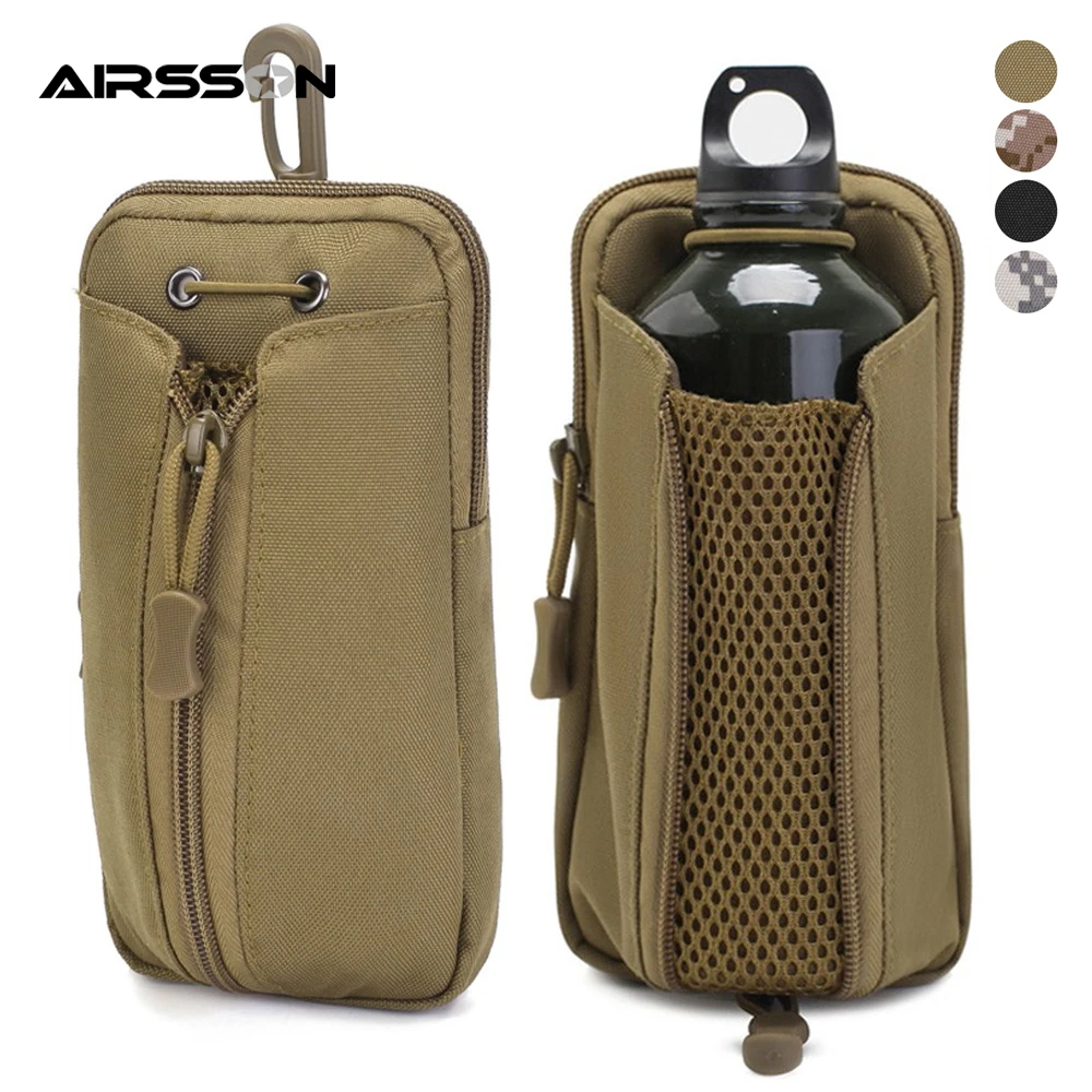 Tactical Molle Water Bottle Pouch Nylon Adjustable Military Kettle Bag Phone Case Holster for Outdoor Hunting Camping Travel 