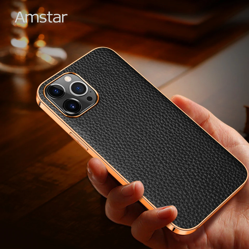 Защитный чехол Amstar из натуральной воловьей кожи для iPhone 12 11 Pro Max Mini X XR XS полная