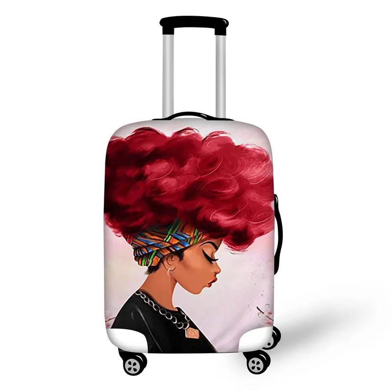 Чехол для багажа ELVISWORDS Afro Girl, водонепроницаемый чехол для путешествий, чехол для костюма, багажные бирки, портативный Эластичный Защитный чехол для костюма - Цвет: YQ3628