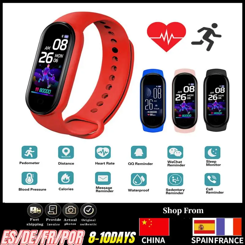 

2021 M5 Fitness Bracelet Pedometer Heart Rate Blood Pressure Monitoring Bluetooth-compatible Multi-functional Band 5 Smart Watch