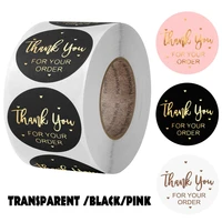 thank you sticker for envelope sealing labels sticker black pink transparent gold sticker stationery supply