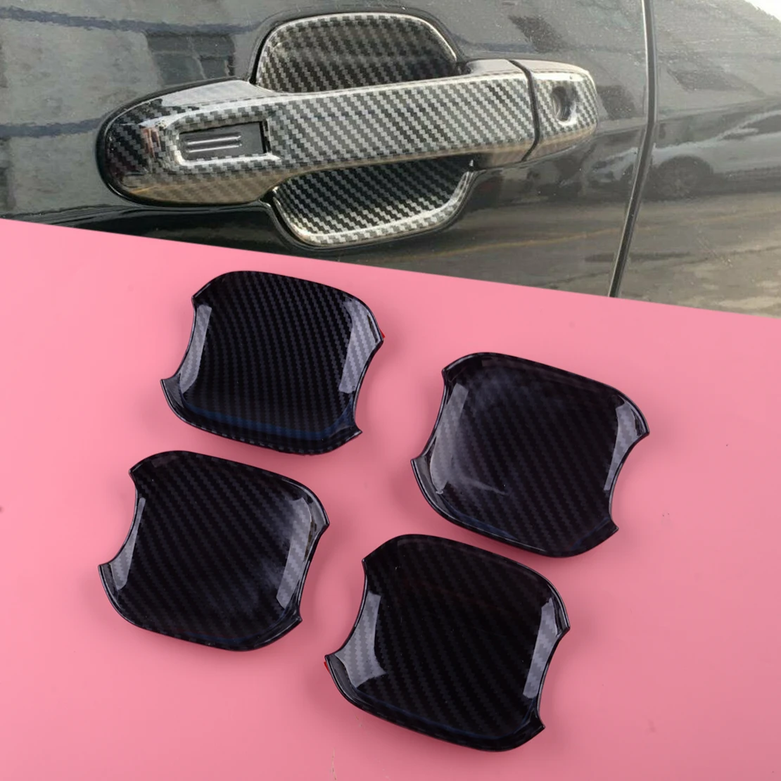 

CITALL 4Pcs Carbon Fiber Style Door Handle Bowl Cup Cover Trim Fit for Subaru Forester 2019 2020