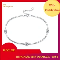 wong rain 925 sterling silver 0 3 carat real moissanite gemstone wedding engagemeng charm bracelets bangle fine jewelry gift gra