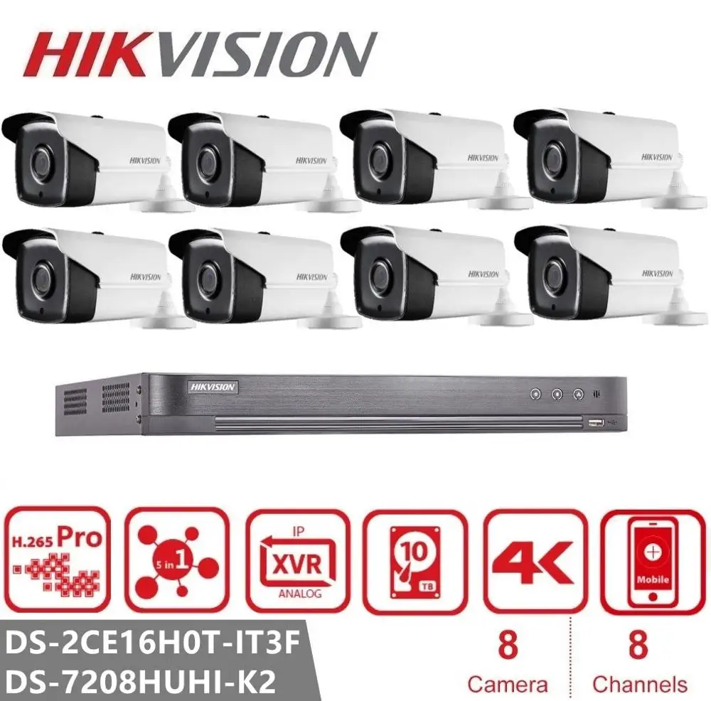 Комплект видеонаблюдения Hikvision 8 канальная DVR камера шт. аналоговая для