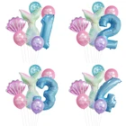 Праздничный воздушный шар русалка, баннер, стреймер, новый год 2022, декоративные фольгированные воздушные шары, Детская праздвечерние чная посуда для будущей мамы, товары для игрушек