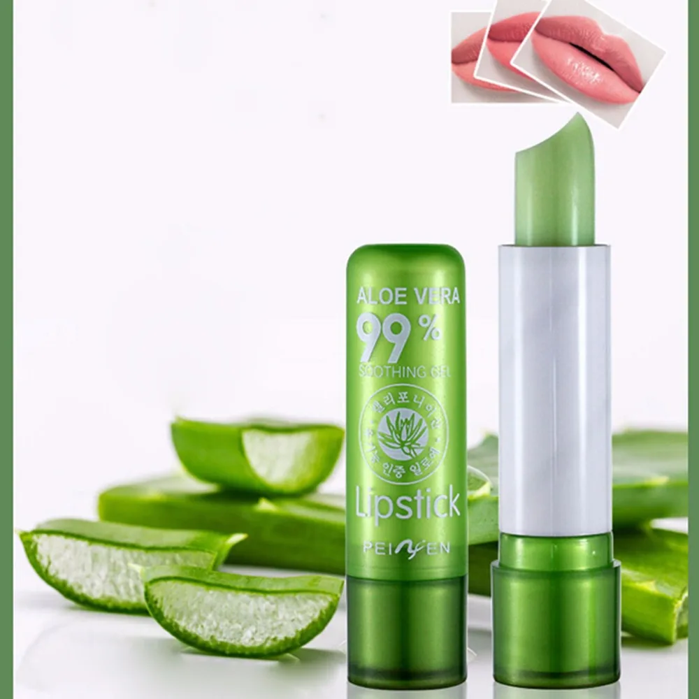 

1PC New Healthy Fresh Aloe Vera Nutritious Lipstick Color Mood Changing Lipgloss Long Lasting Moisturizing Lip Stick