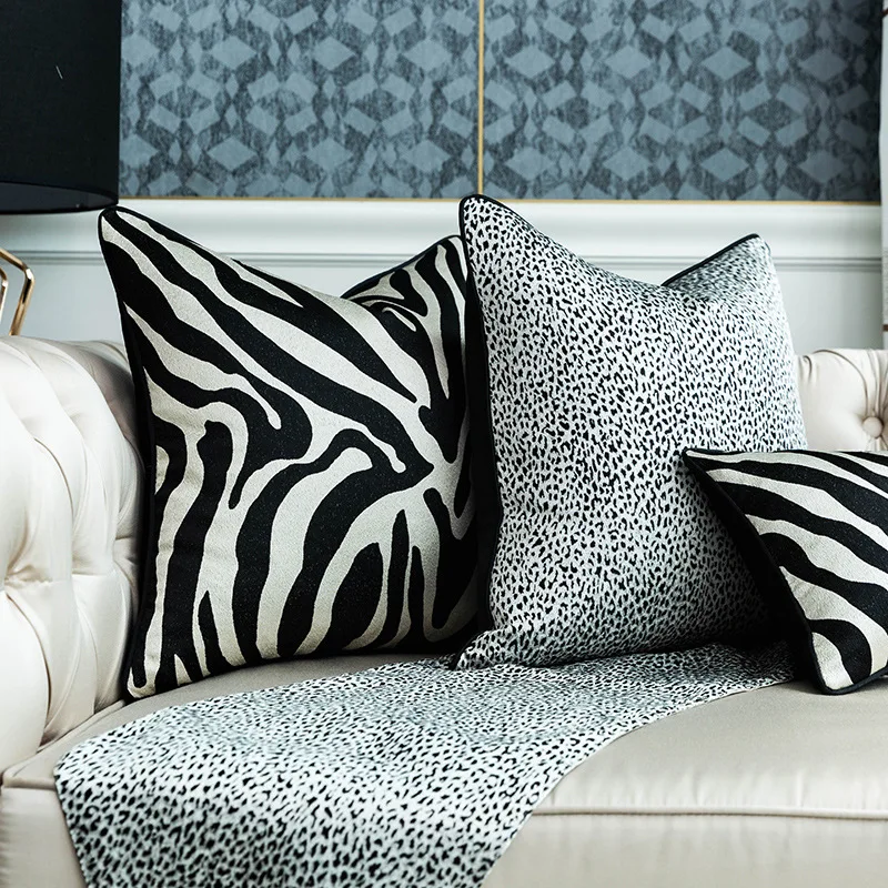 Cojín decorativo nórdico de lujo para sofá, almohada elegante para silla, cama, 30x45x50, color negro, dorado, cebra, a cuadros