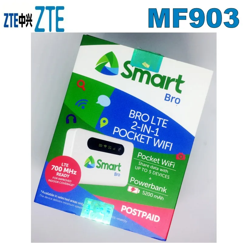 Разблокированный Карманный Wi-Fi роутер ZTE MF903 4G LTE с внешним аккумулятором 5200 мАч и