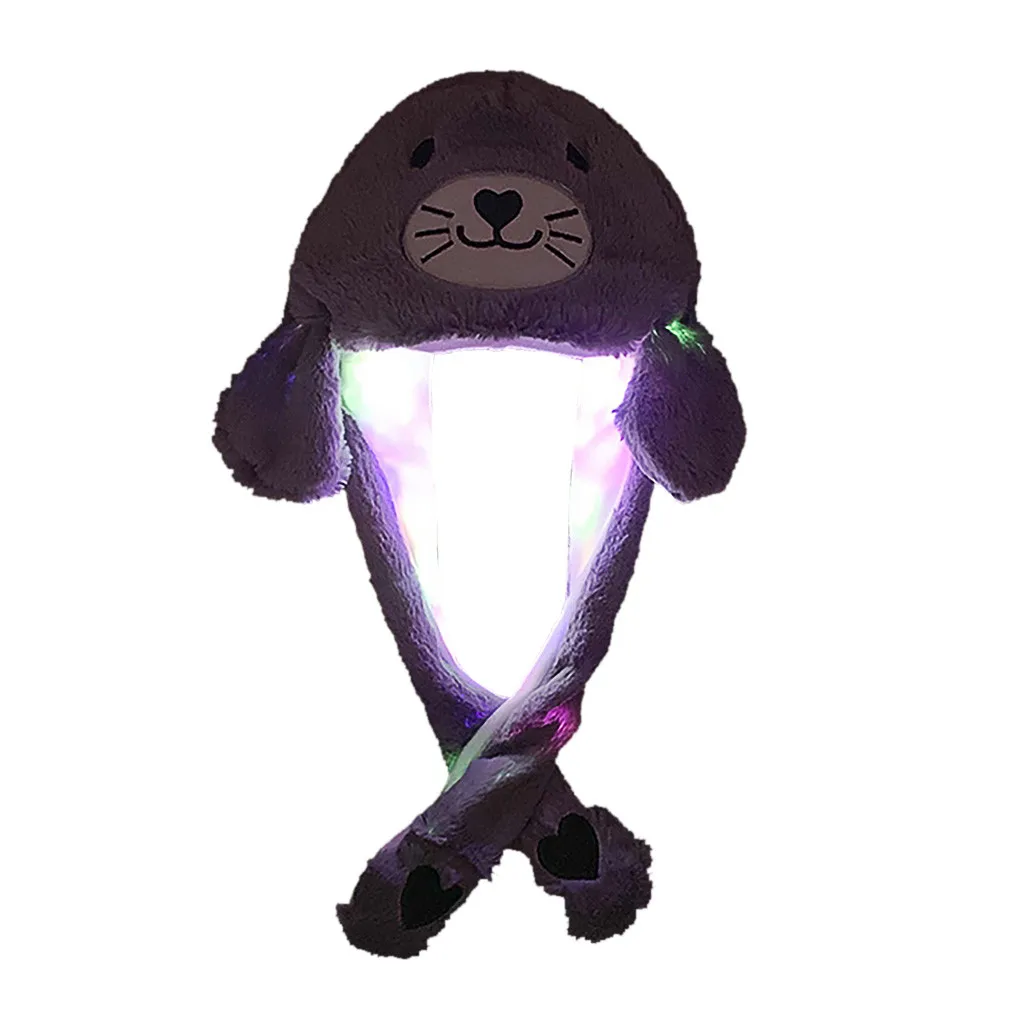 Модная Милая Мужская и женская плюшевый светильник шапка с заячьими ушами теплая