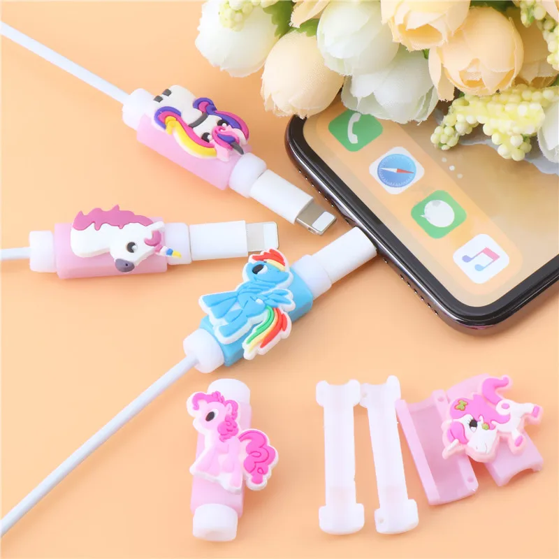 2 шт забавный мой маленький пони мультяшный кабель протектор для iPhone USB зарядный