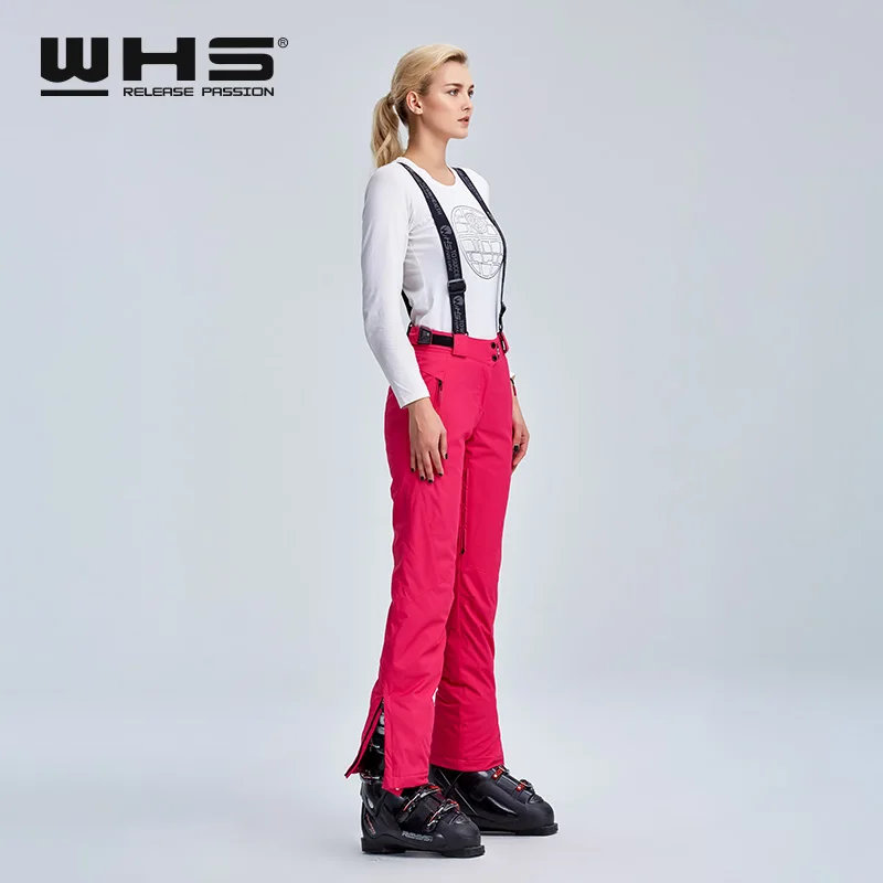 WHS женские лыжные брюки уличные теплые хлопковые брюки зимние водонепроницаемые, ветрозащитные и дышащие спортивные модные