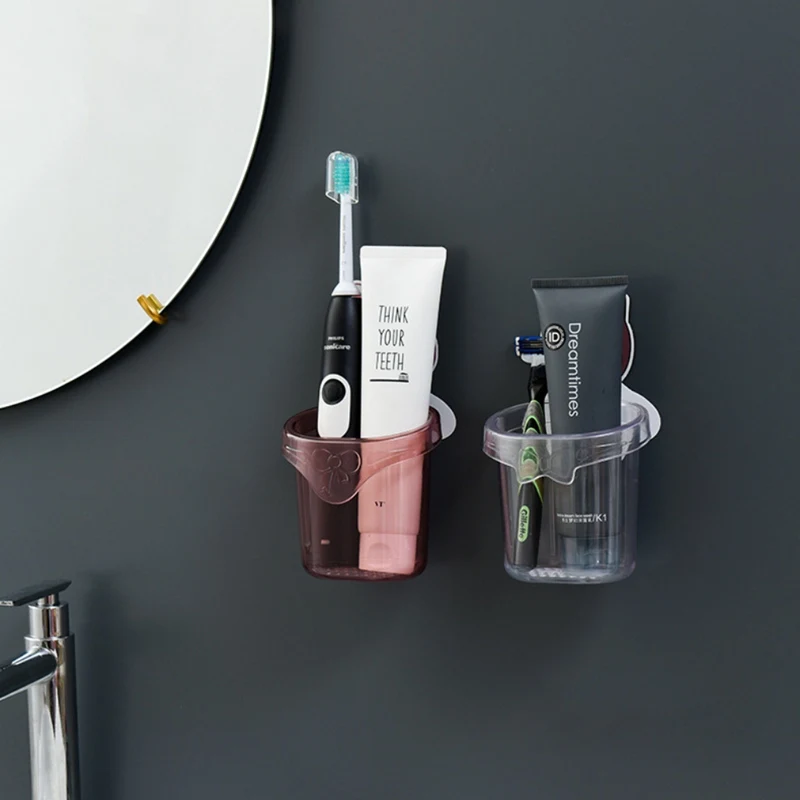 

Hot 1 PCS Toothbrush holder Cartoon cute Wall Hanging Storage Rack Household Toothbrush Rack bathroom accessories