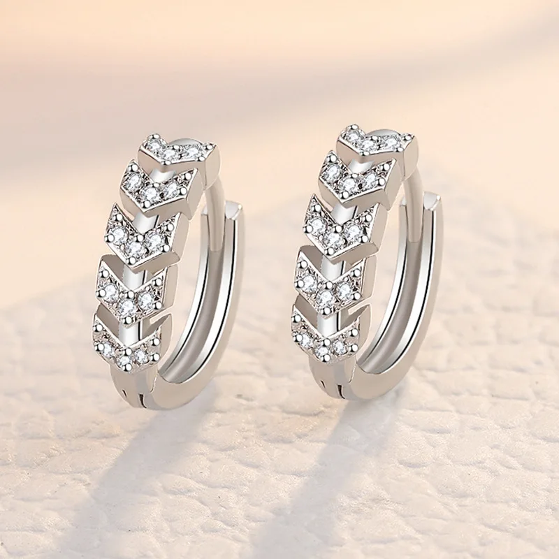 

925 Sterling Silver Arrow Piercing Stud Earrings For Women Girls Engagement Party Wedding Jewelry Prevent Allergy eh1648