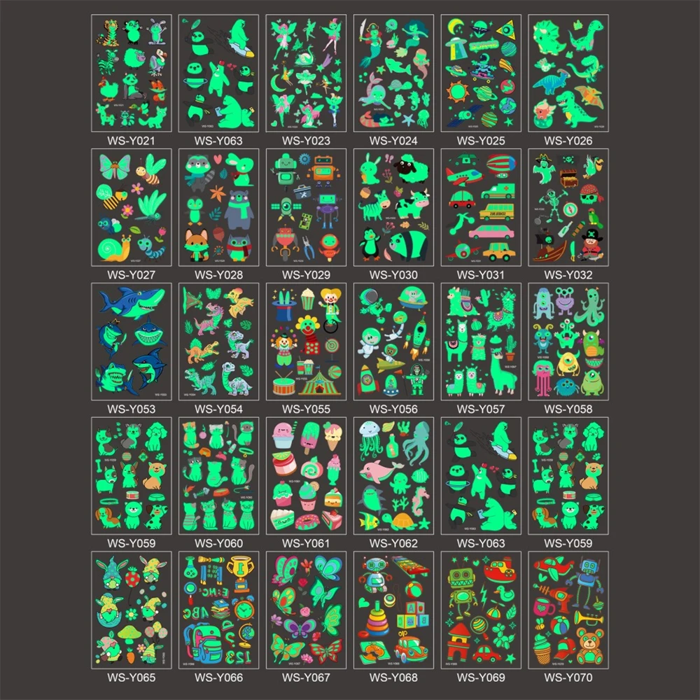 1 шт. стикер татуировки светящиеся Детские временные искусственные вставки уход