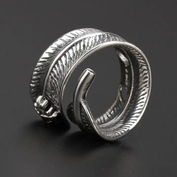 

DIEERLAN Vintage 925 Sterling Silver Big Leaf Rings for Women Adjustable Opening Rings Finger Jewelry Wedding Gifts