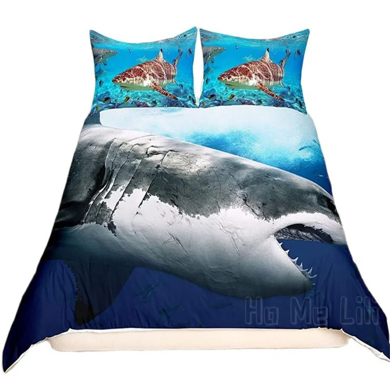 

3d Shark Fish By Ho Me Lili Duvet Cover Hawaiian Beach Theme Bedding Set Underwater Children Bedspread For Kid Teen