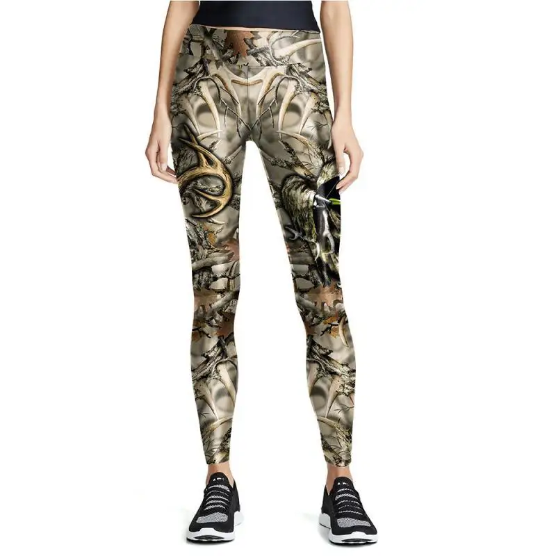 

Casual skinny pattern digital print high-rise slim-fit elastic leggings