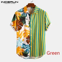 men ethnic printed shirts short sleeve lapel patchwork shirt casual loose soft camisas summer hawaiian holiday blusas plus size