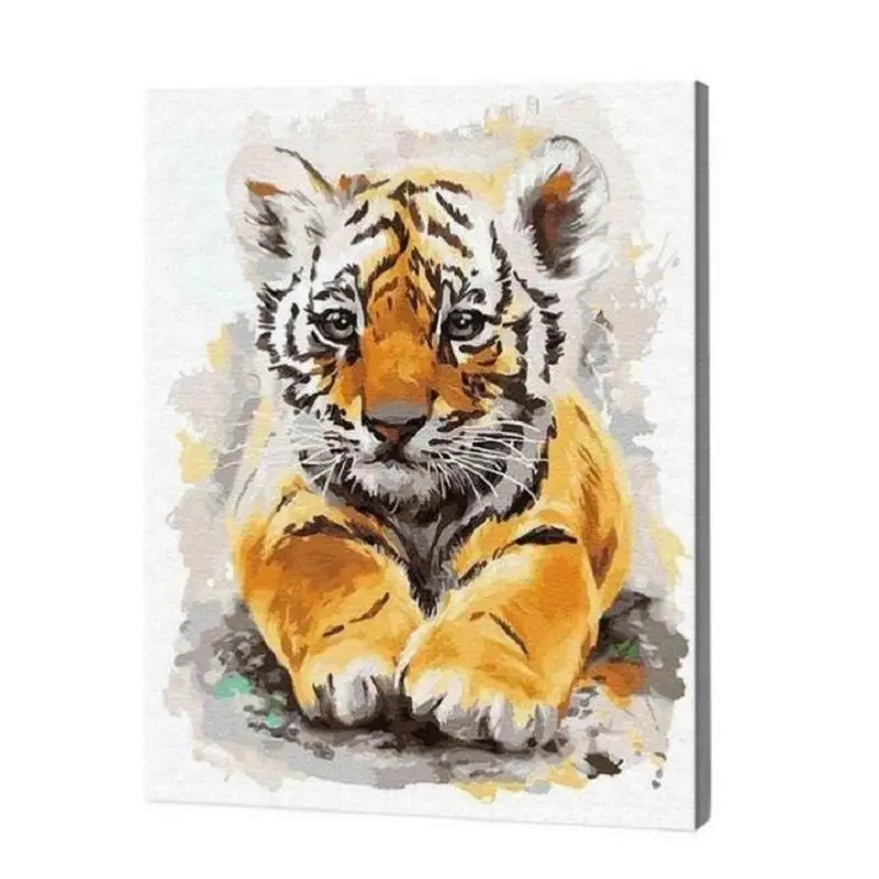 

JustPaint Baby Tiger Painting By Numbers Kit For Adults DIY malowanie po numerach Oil Paint Drawing On Canvas Wall Art