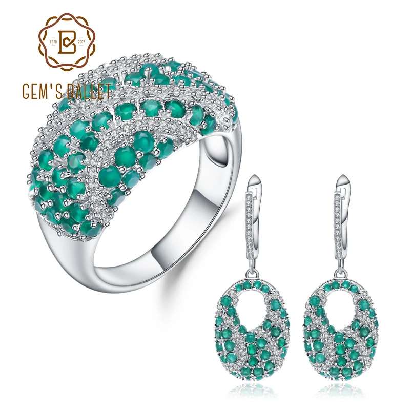 GEM'S BALLE 925 Стерлинговое Серебро драгоценный камень винтажный набор ювелирных