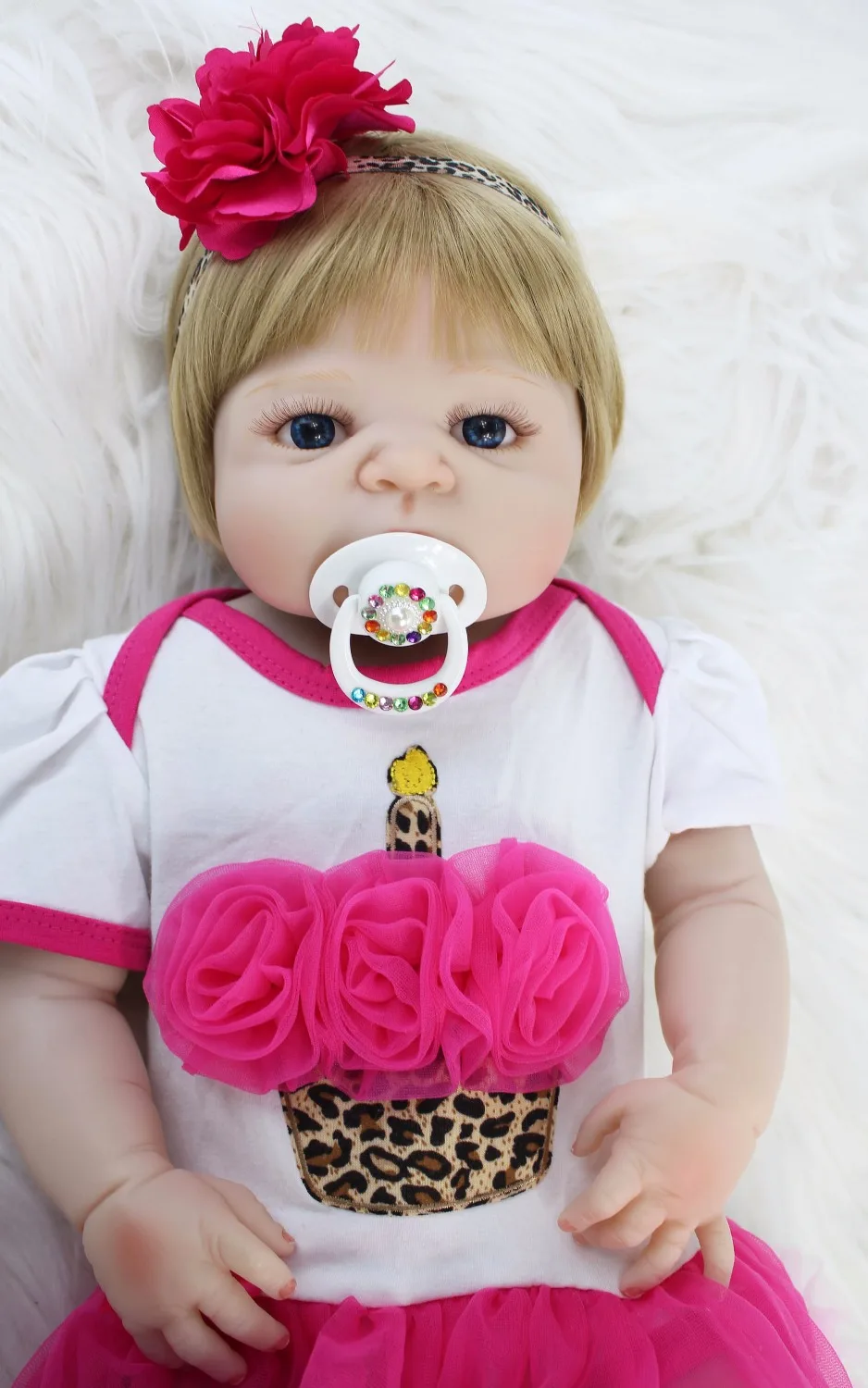 55 см полный силикона Reborn Baby Doll игрушка как настоящие девушка Bonecas виниловые