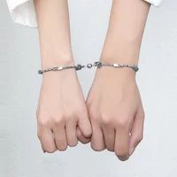 2pcs set couple bracelet for women infinite love paired bracelet coupling magnetic clasp chain bracelet men fashion jewelry