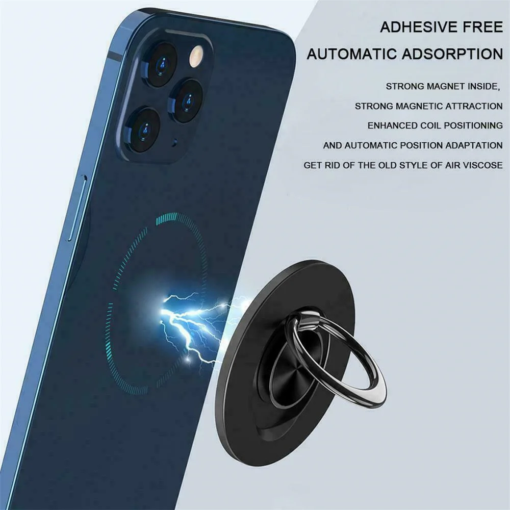 

Mobile Phone Car Magnetic Bracket For Apple Iphone 13 12 Pro Max Mini Ultra Thin Phone Finger Ring Buckle Stand For Mgsafe 2021