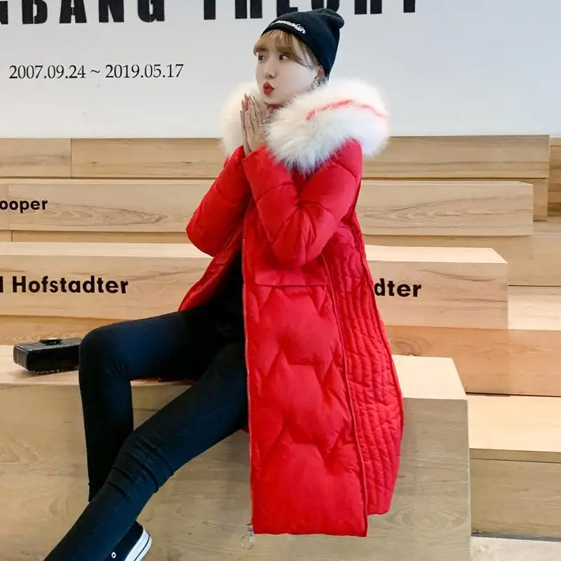 Женский длинный пуховик с меховым воротником размеры до 3XL | Женская одежда