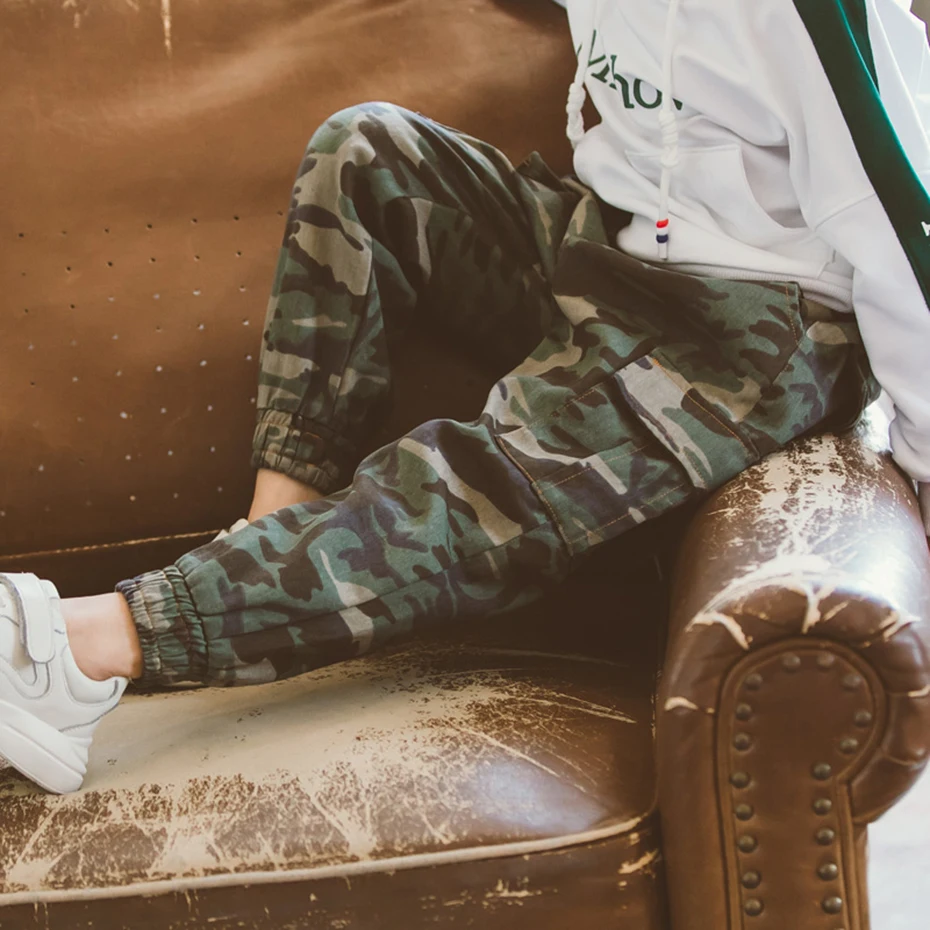 Штаны для мальчиков повседневные брюки-карго Детские камуфляжные штаны