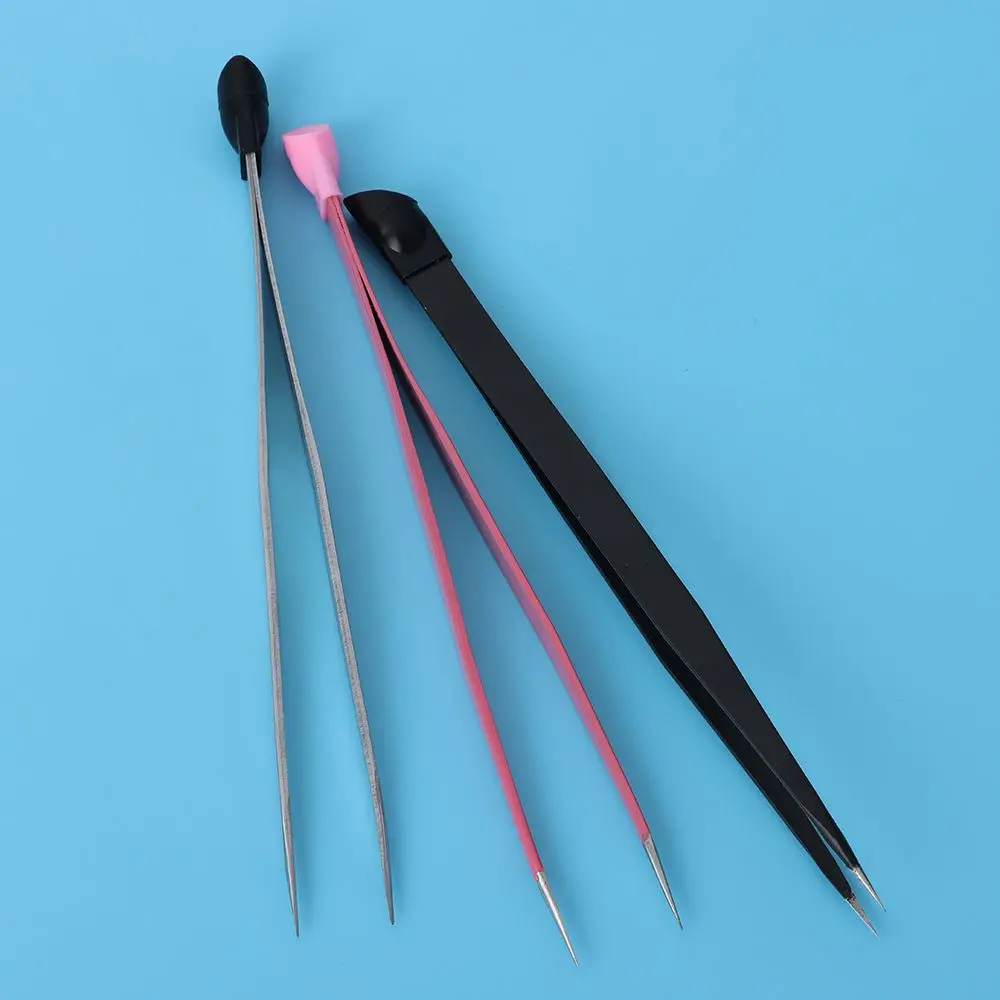 

2 in 1 Stainless Steel Silicone Head Straight Head Manicure Tool Nail Tweezer Rhinestones Picker Embossed Stick