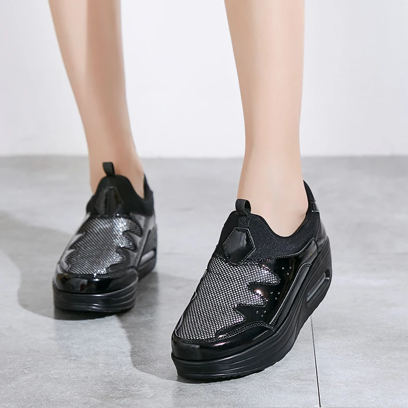 Brand Wedge Sneakers Thick Bottom Increase Platform Shoes Slimming Toning Shoes Women Fitness Shoes Shock Absorber Jumping Shoe