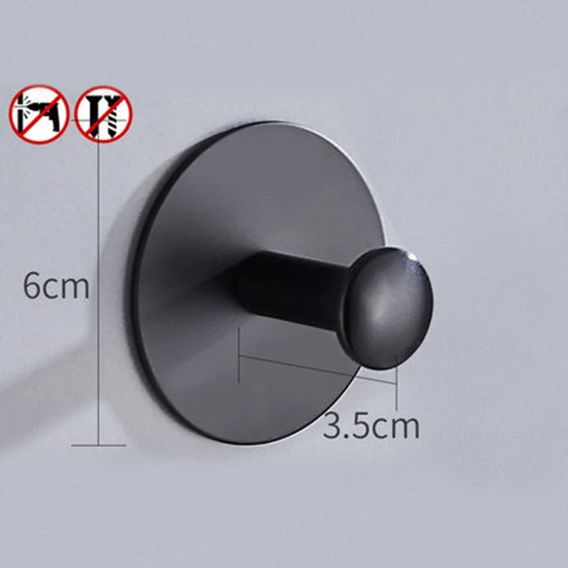 

Stainless Steel Single Robe Hook Wall Mounted Towel Hook Black Painted Clothes Hook Bathroom Hardware