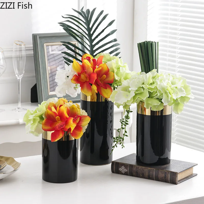 Керамическая ваза для дома белые мраморные узоры цветочный горшок украшение