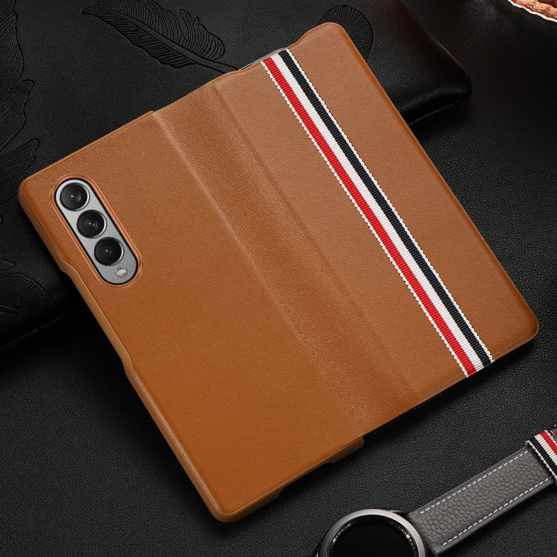 

case for samsung galaxy z fold3 fold2 5g bumper cover on samsun galaxi fold 3 2 7.6 protective coque Folding 360 Genuine Leather