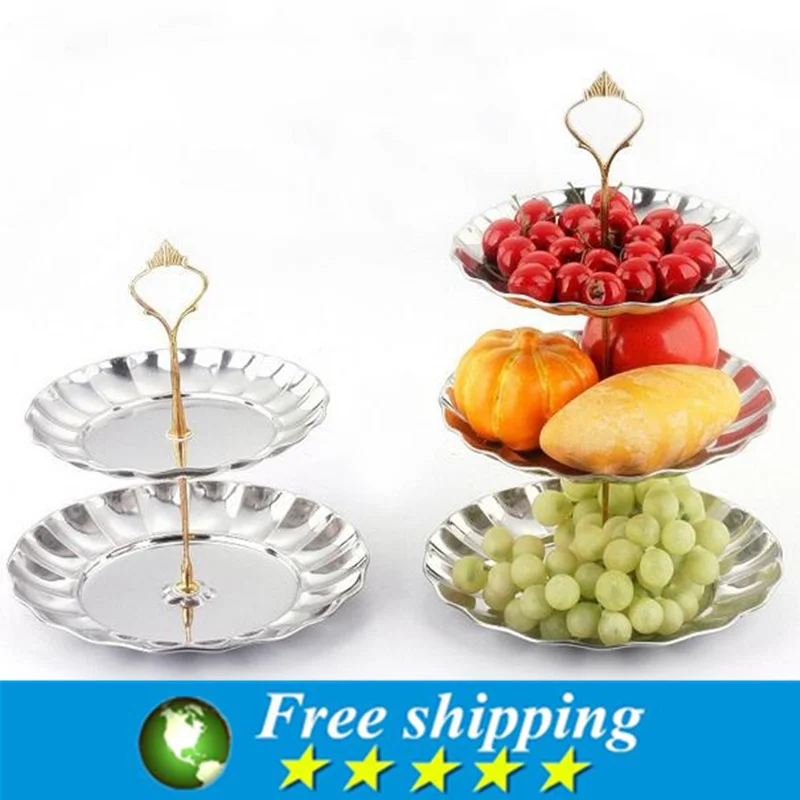 hot sale 2 3 tier cake stand metal buffet dessert cupcake fruit food platter serving display holder wedding party supplies free global shipping