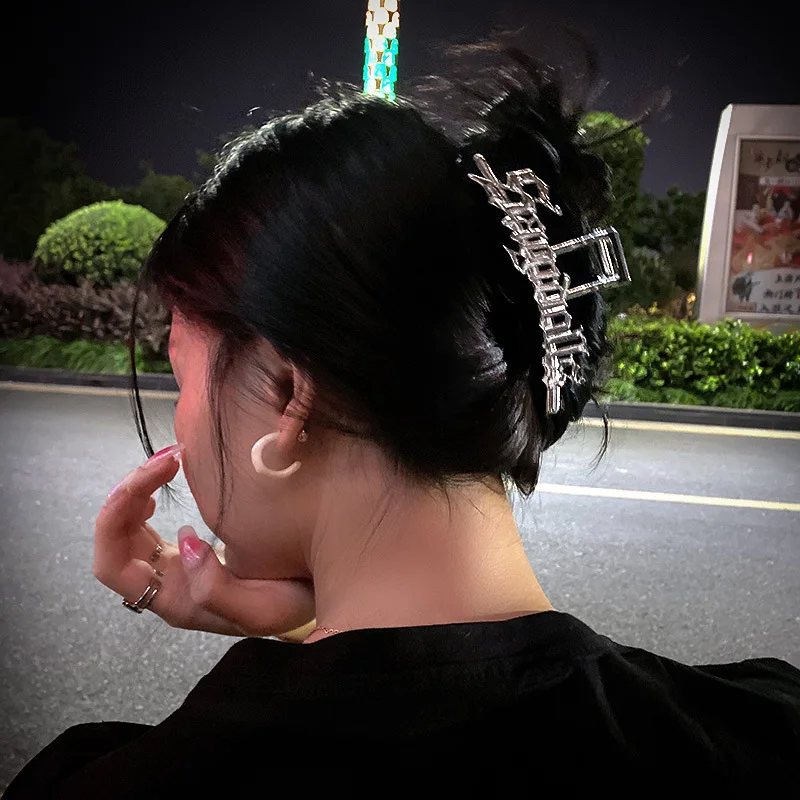 

Korean Fashion Hollow Letters Hair Clip Hair Claws Hairpin Metallic Temperament Hair Accessories for Women Jewelry
