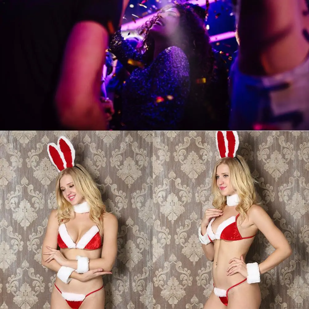 Пикантные Косплэй Рождественский костюм кролика для девушек женщин пикантные