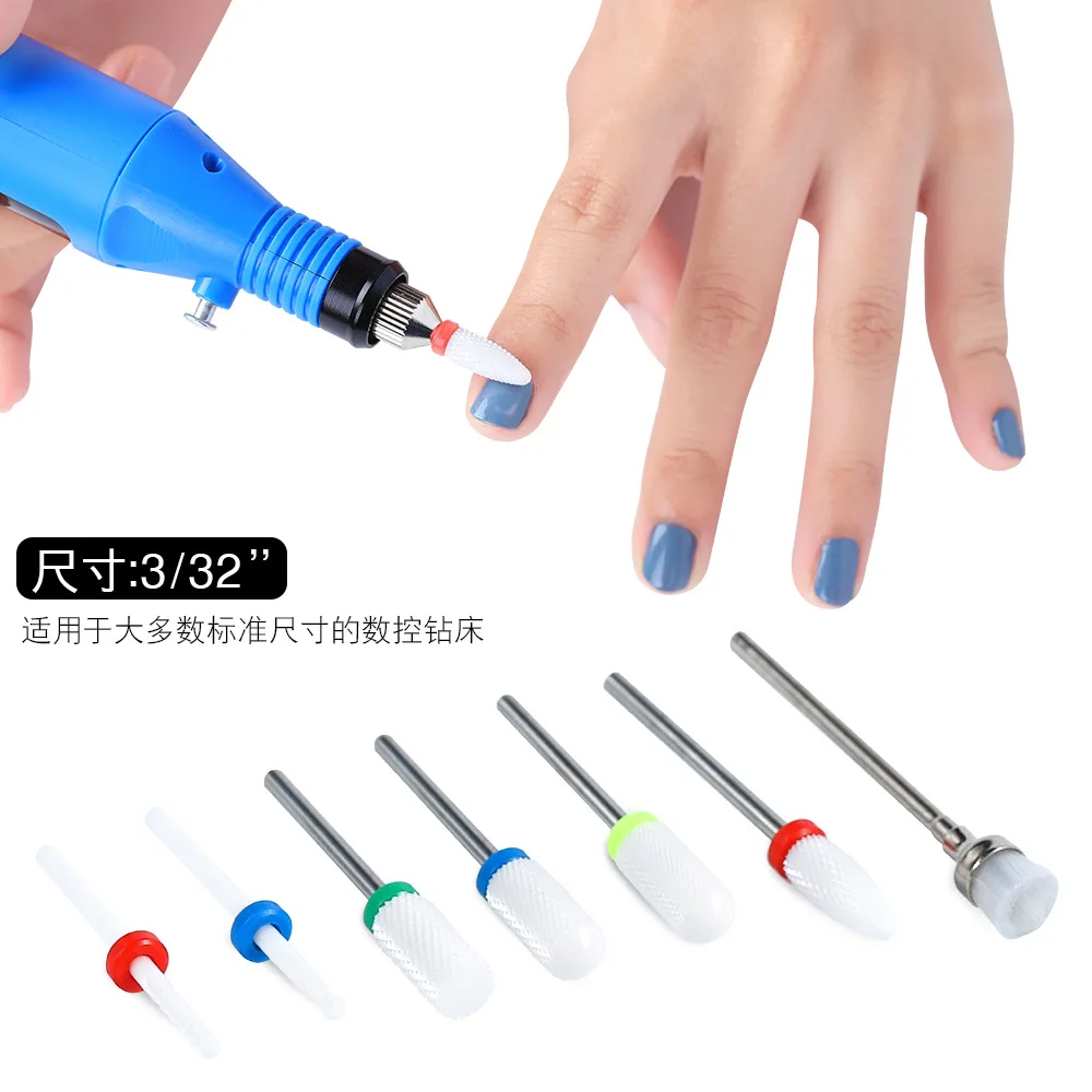 2.35mm (3/32") Ceramic Nail Drill Bits Set - 7Pcs File Bit Machine for Manicure Pedicure Cuticle Gel Polishing | Красота и