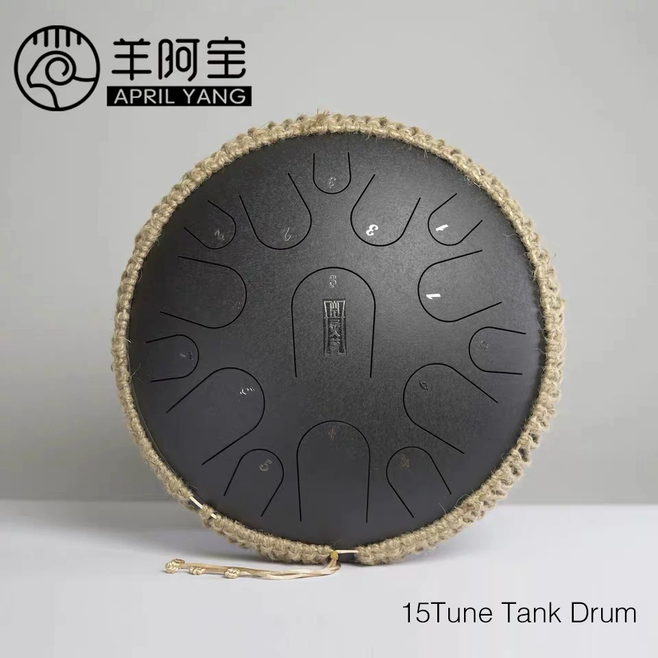 15 Tune Hand Pan Tank Drum 13 Inch Steel Tongue Pad Sticks Carrying Bag Free music sheet |