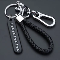 stainless steel car key pendant split rings with anti lost phone number card keyring auto vehicle key chain car accessories