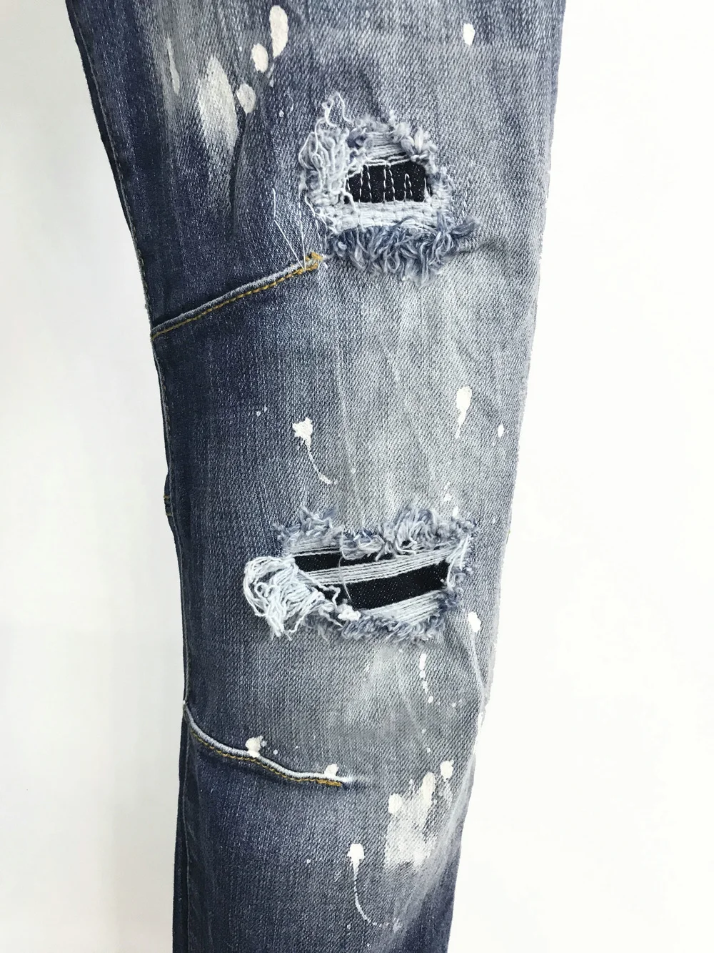 New DSQUARED2 Men's/Women's Ripped Jeans, Fashion Washed Frayed Patch, Paint Made Old Stretch Pants